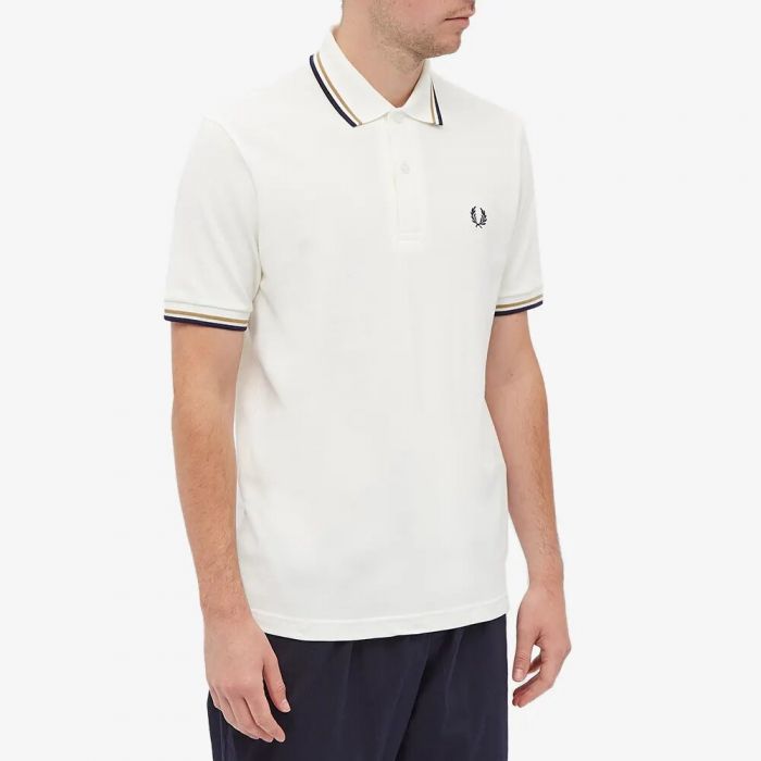 Fred Perry Reissues Original Twin Tipped Polo Soft White Caramel Navy