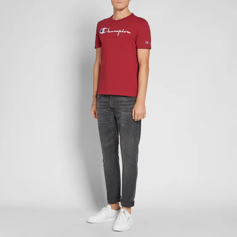 Champion Reverse Weave Script Logo T-Shirt Red