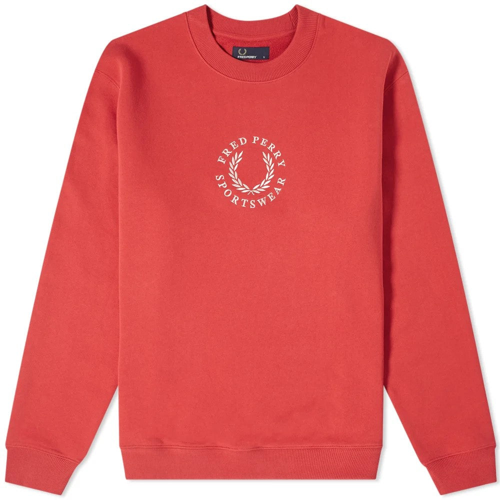 Fred Perry Embroidered Logo Sweat Red