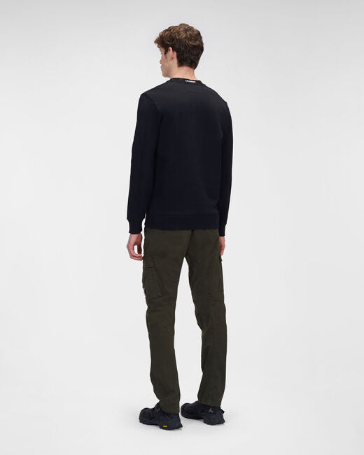 C.P. Company Diagonal Raised Fleece Crew Neck Sweatshirt Black
