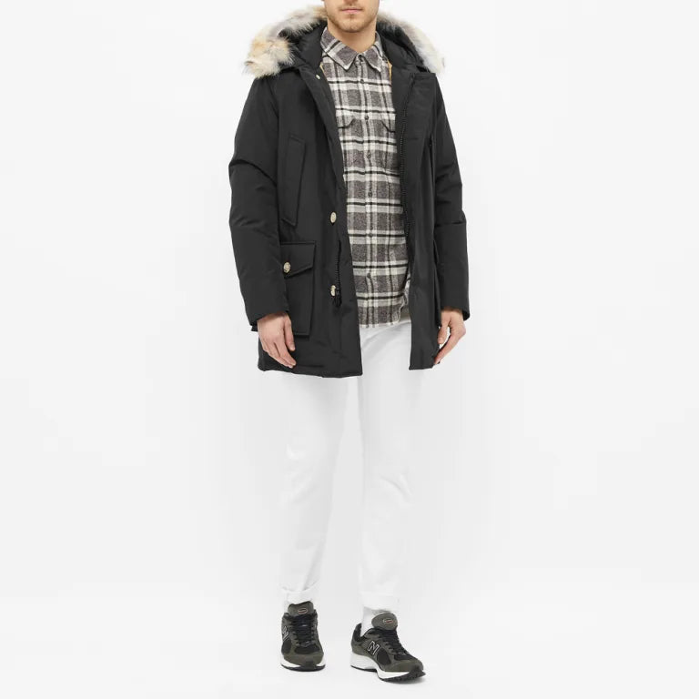 Woolrich Arctic Parka in Ramar with Detachable Fur Trim Black