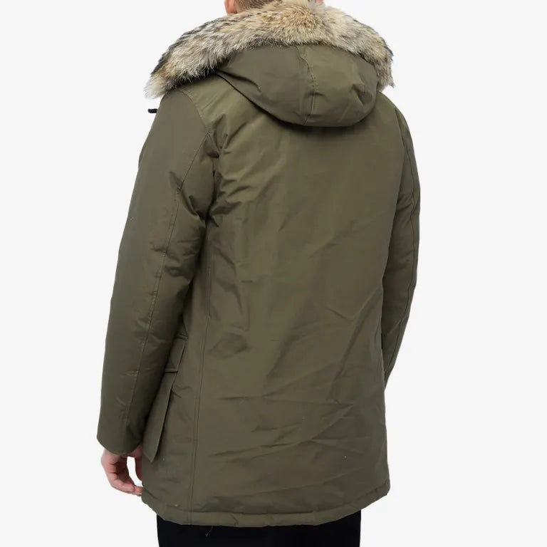 Woolrich Arctic Parka in Ramar with Detachable Fur Trim Dark Green