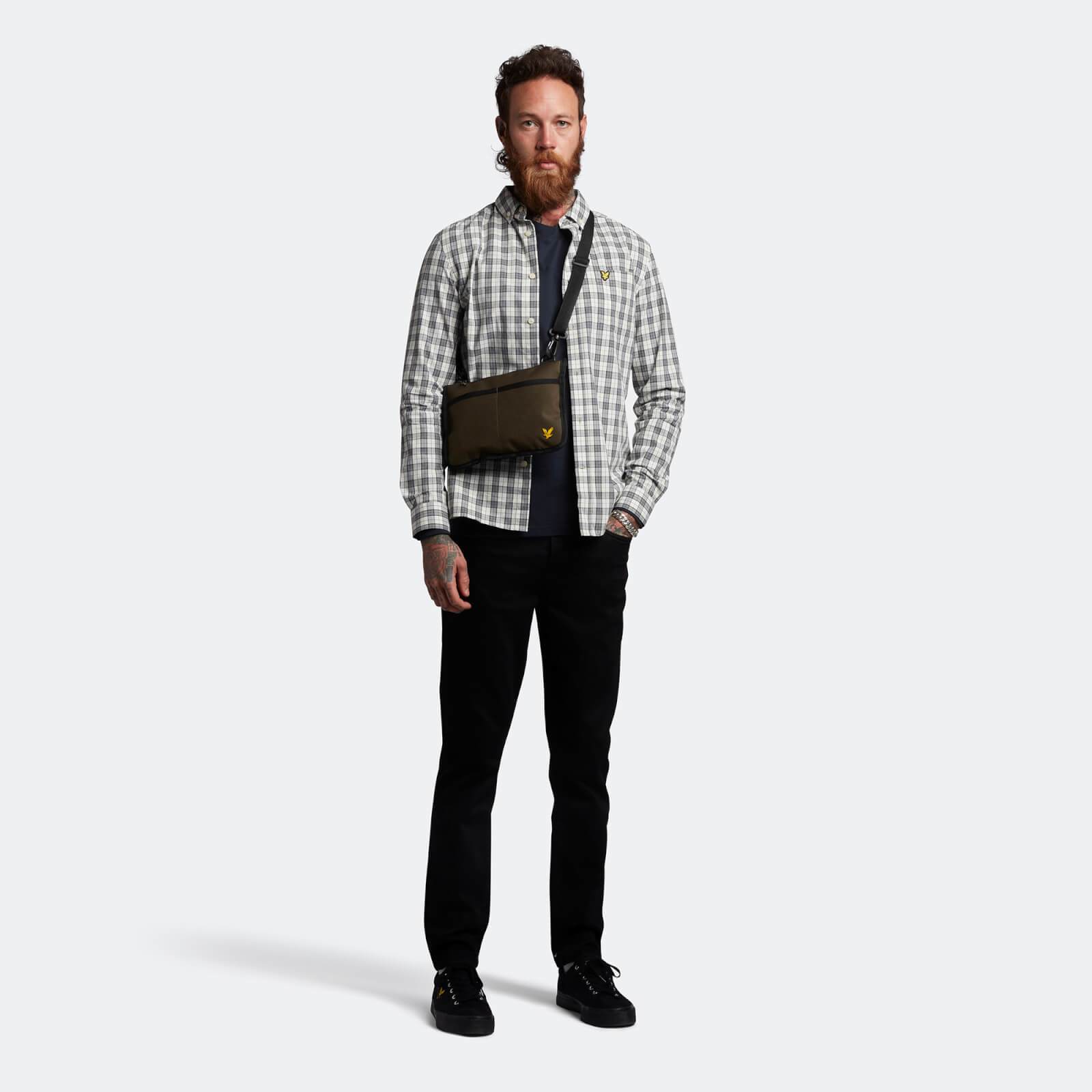 Lyle &amp; Scott Check Poplin Shirt Mid Grey Marl / Touchline White
