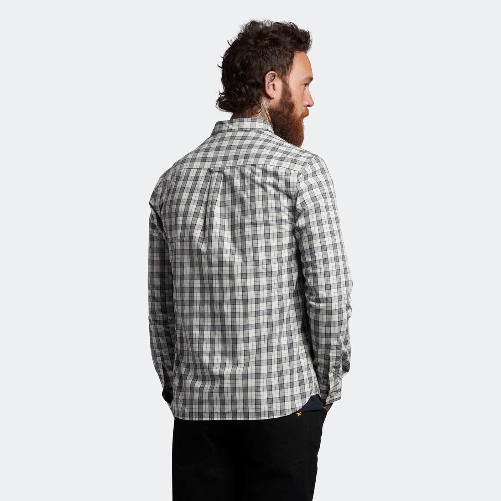 Lyle &amp; Scott Check Poplin Shirt Mid Grey Marl / Touchline White
