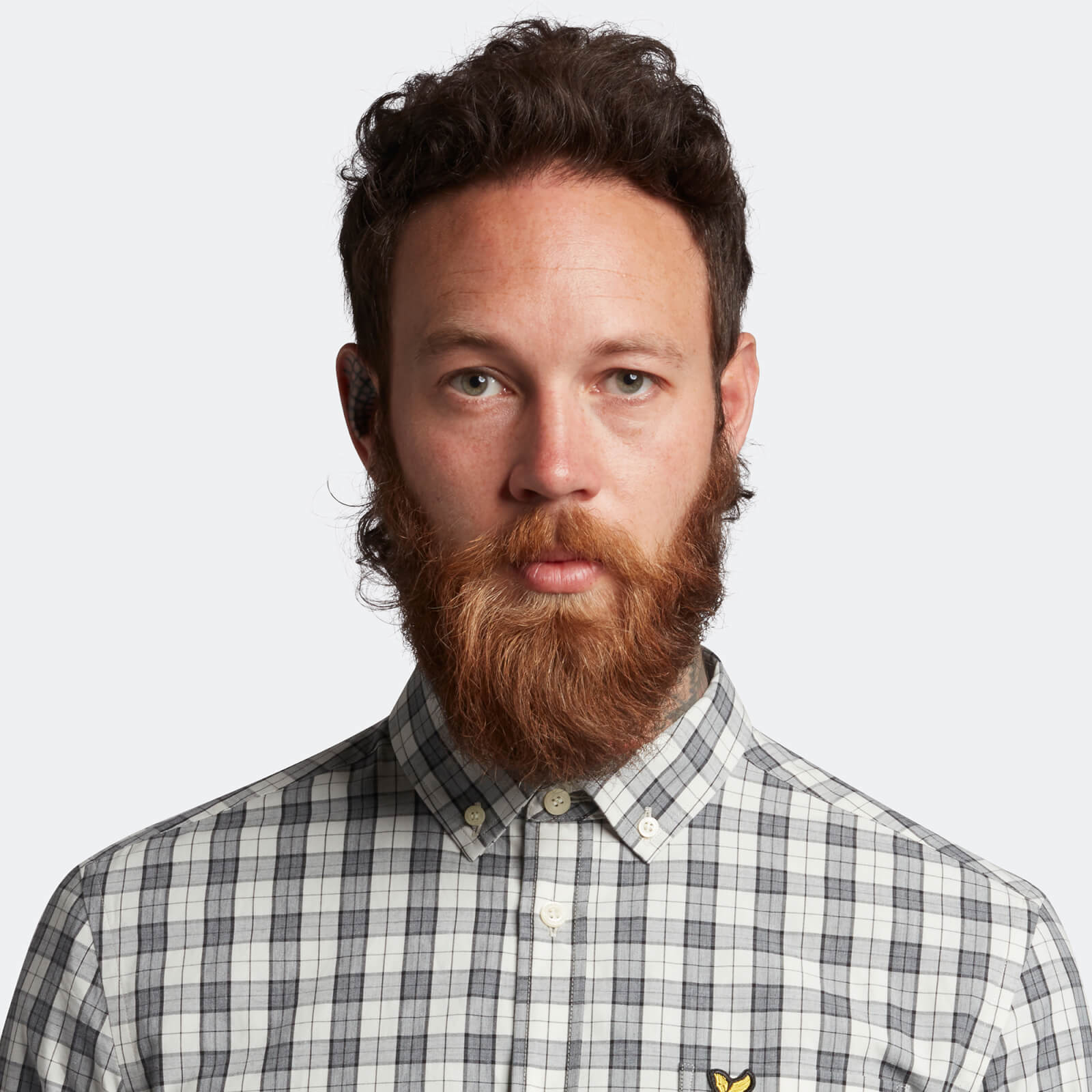 Lyle &amp; Scott Check Poplin Shirt Mid Grey Marl / Touchline White