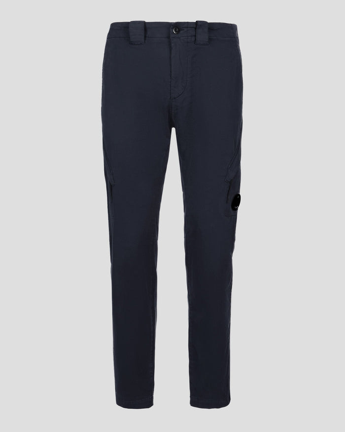 C.P. Company Stretch Sateen Cargo Pants Ergonomic 138A Fit Total Eclipse Blue