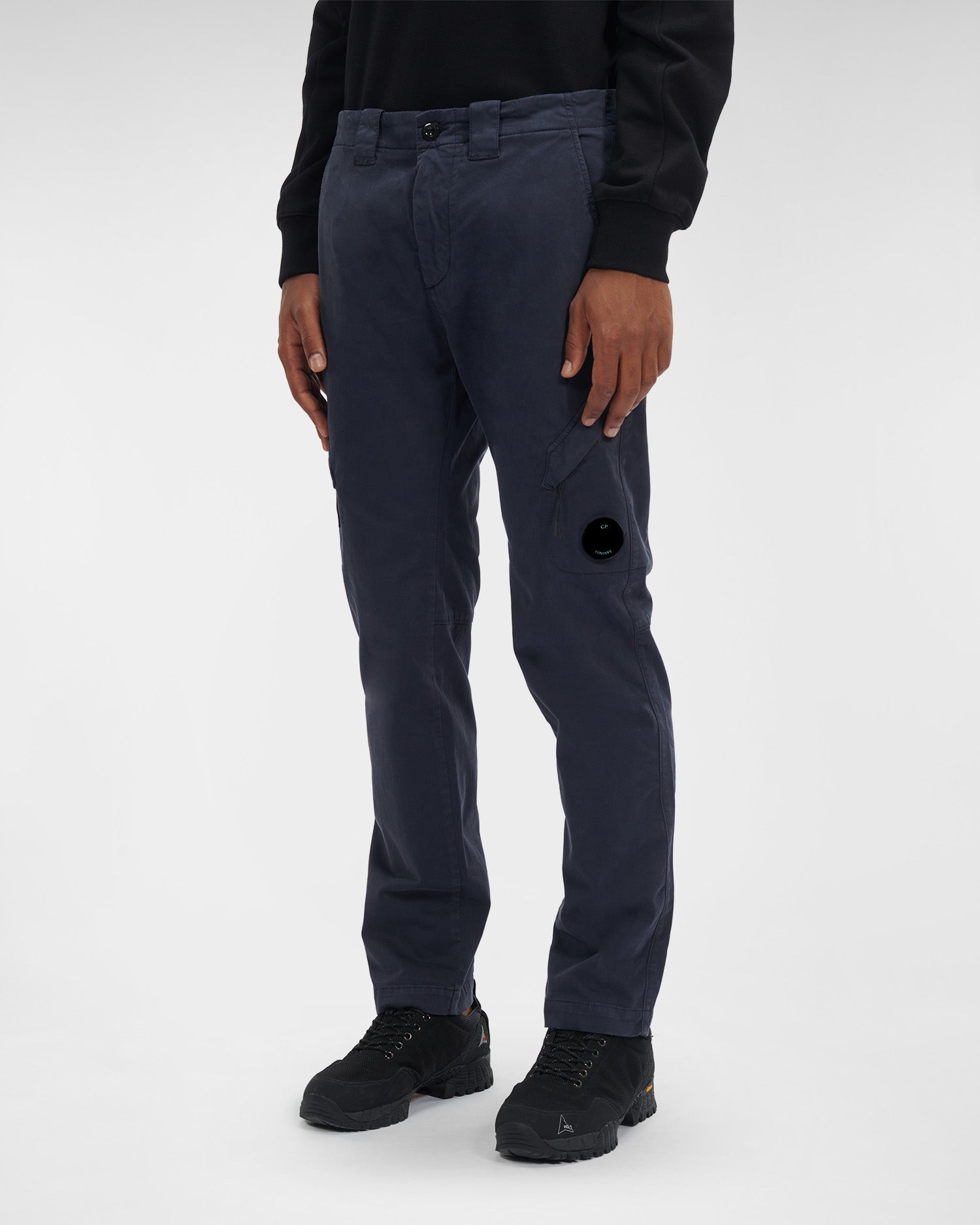 C.P. Company Stretch Sateen Cargo Pants Ergonomic 138A Fit Total Eclipse Blue