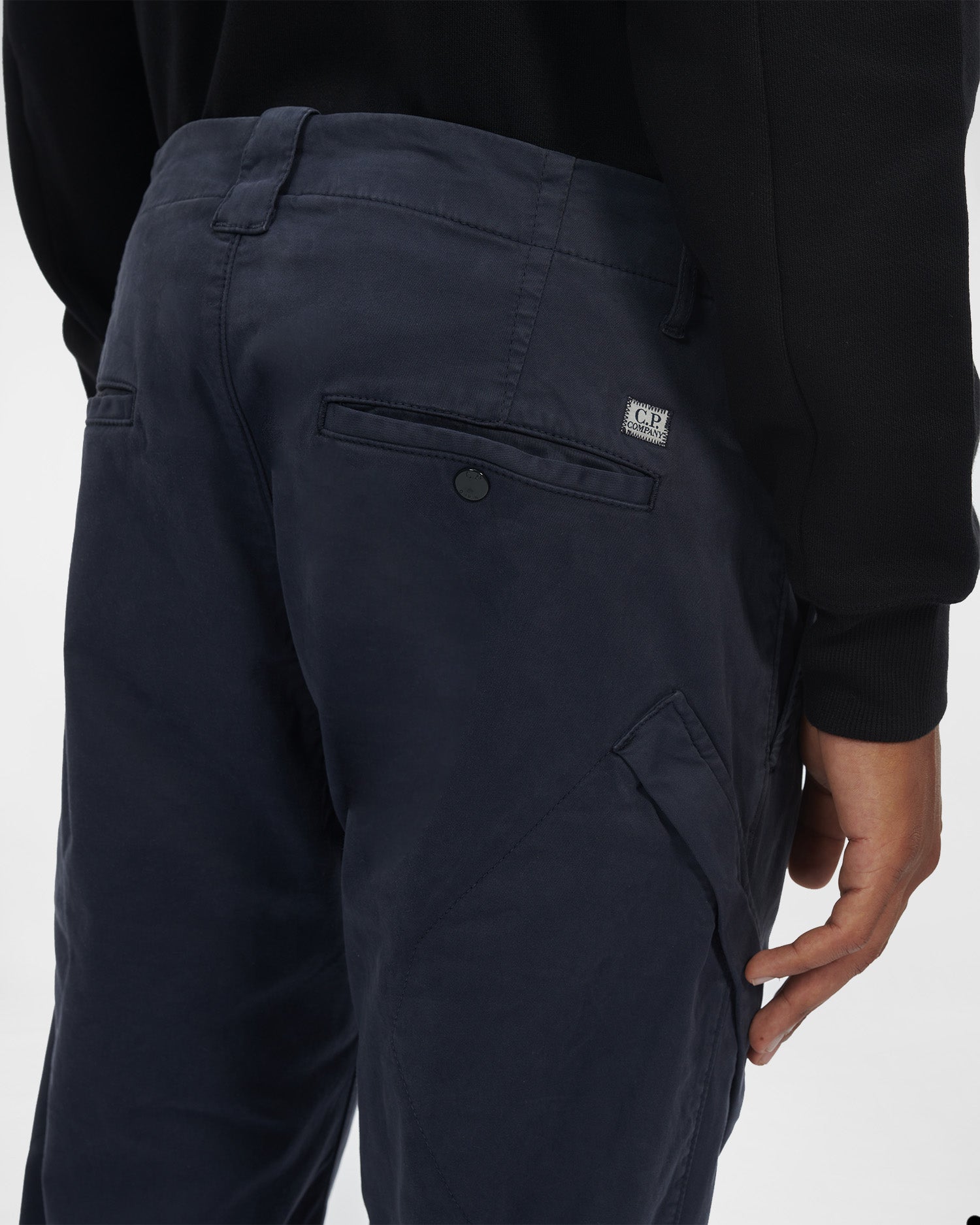 C.P. Company Stretch Sateen Cargo Pants Ergonomic 138A Fit Total Eclipse Blue
