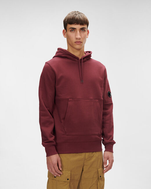 C.P. Company Diagonal Raised Fleece Pullover Hoodie Port Royal Red