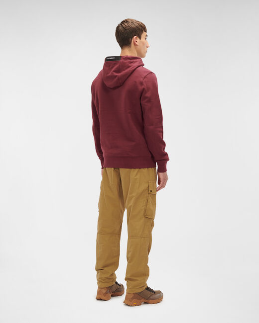 C.P. Company Diagonal Raised Fleece Pullover Hoodie Port Royal Red