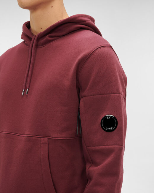 C.P. Company Diagonal Raised Fleece Pullover Hoodie Port Royal Red