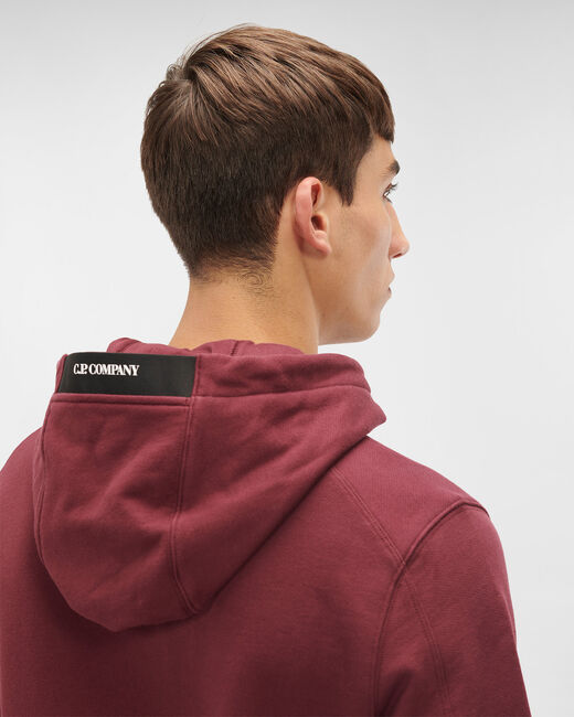 C.P. Company Diagonal Raised Fleece Pullover Hoodie Port Royal Red