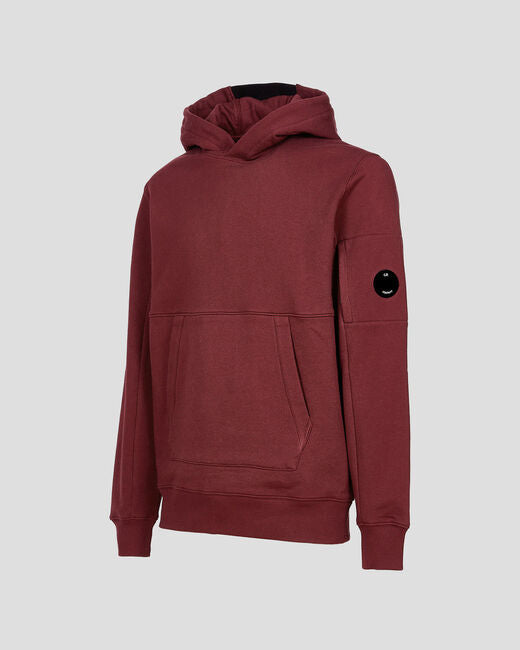C.P. Company Diagonal Raised Fleece Pullover Hoodie Port Royal Red