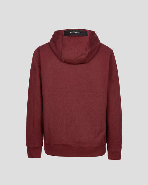 C.P. Company Diagonal Raised Fleece Pullover Hoodie Port Royal Red