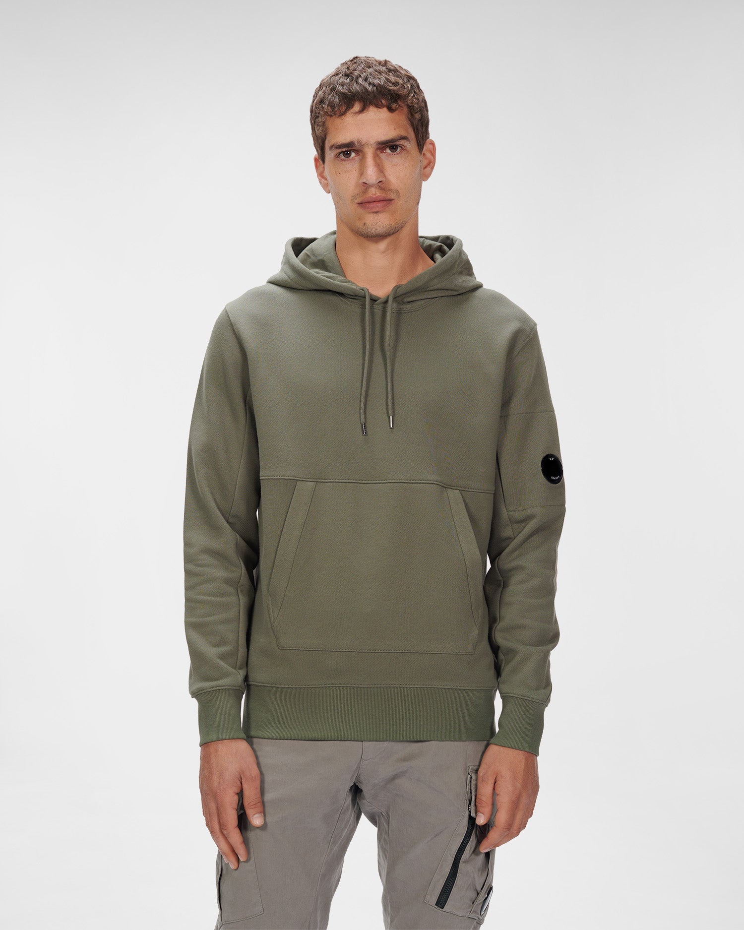 C.P. Company Diagonal Raised Fleece Pullover Hoodie Thyme Green