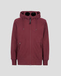 C.P. Company Diagonal Raised Fleece Goggle Hoodie Port Royal Red