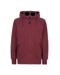 C.P. Company Diagonal Raised Fleece Goggle Hoodie Port Royal Red