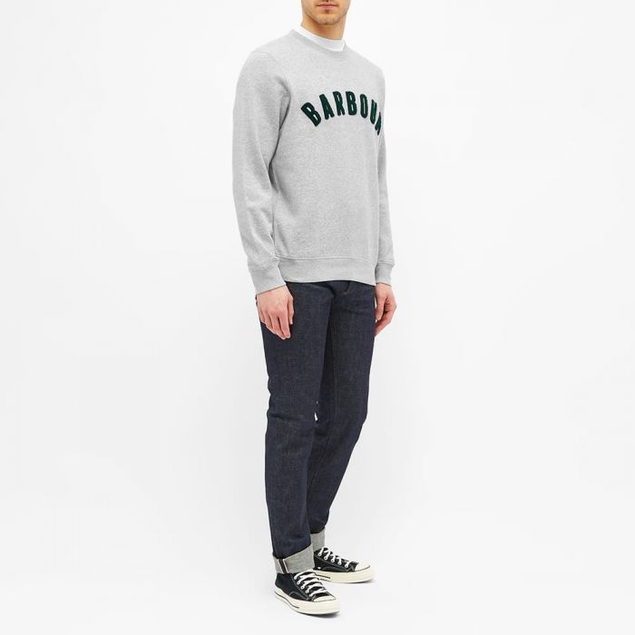 Barbour Prep Logo Crew Sweatshirt Grey Marl