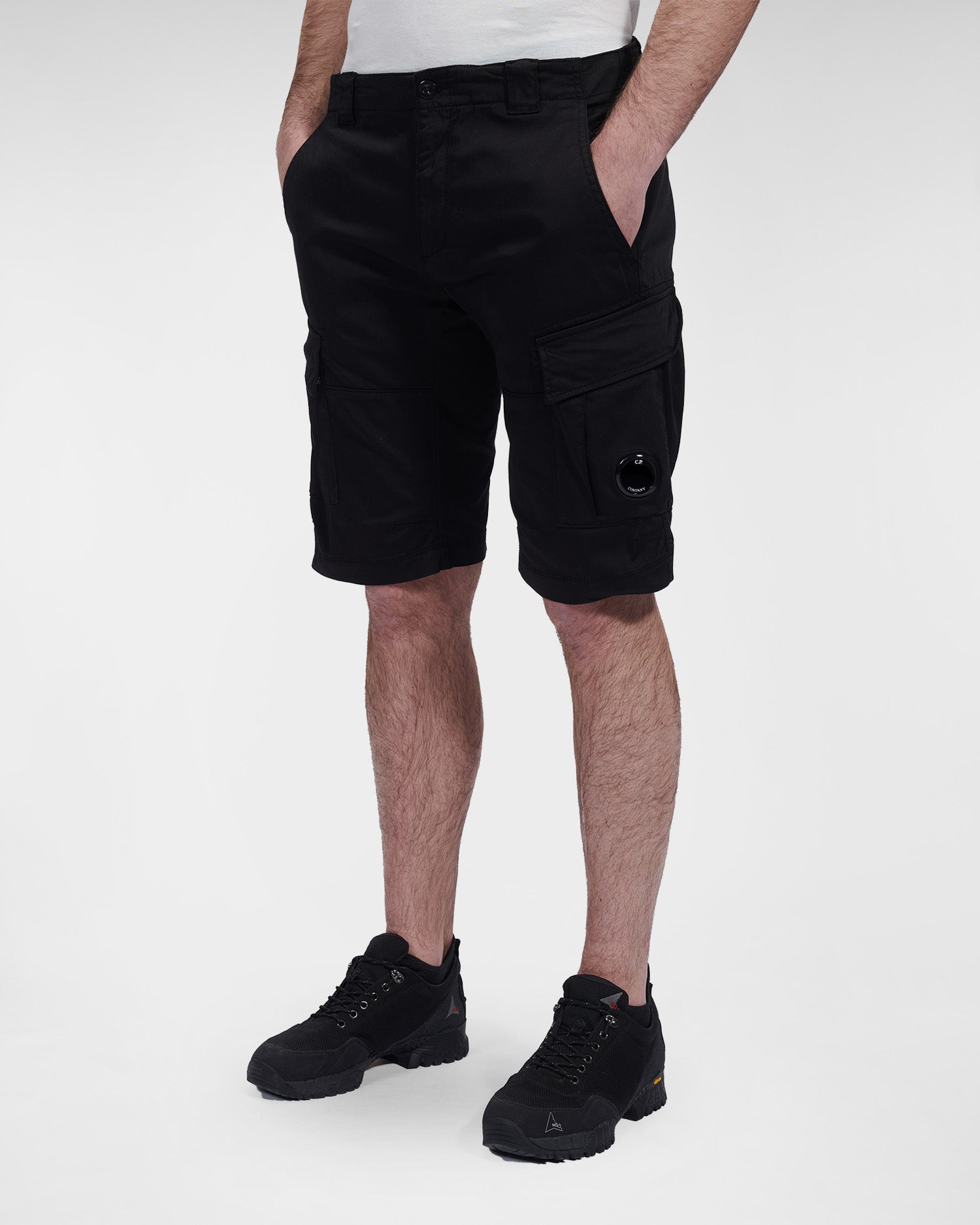 C.P. Company Stretch Sateen Cargo Shorts Black