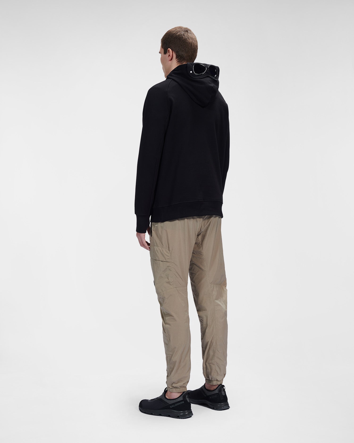 C.P. Company Diagonal Raised Fleece Goggle Hoodie Black