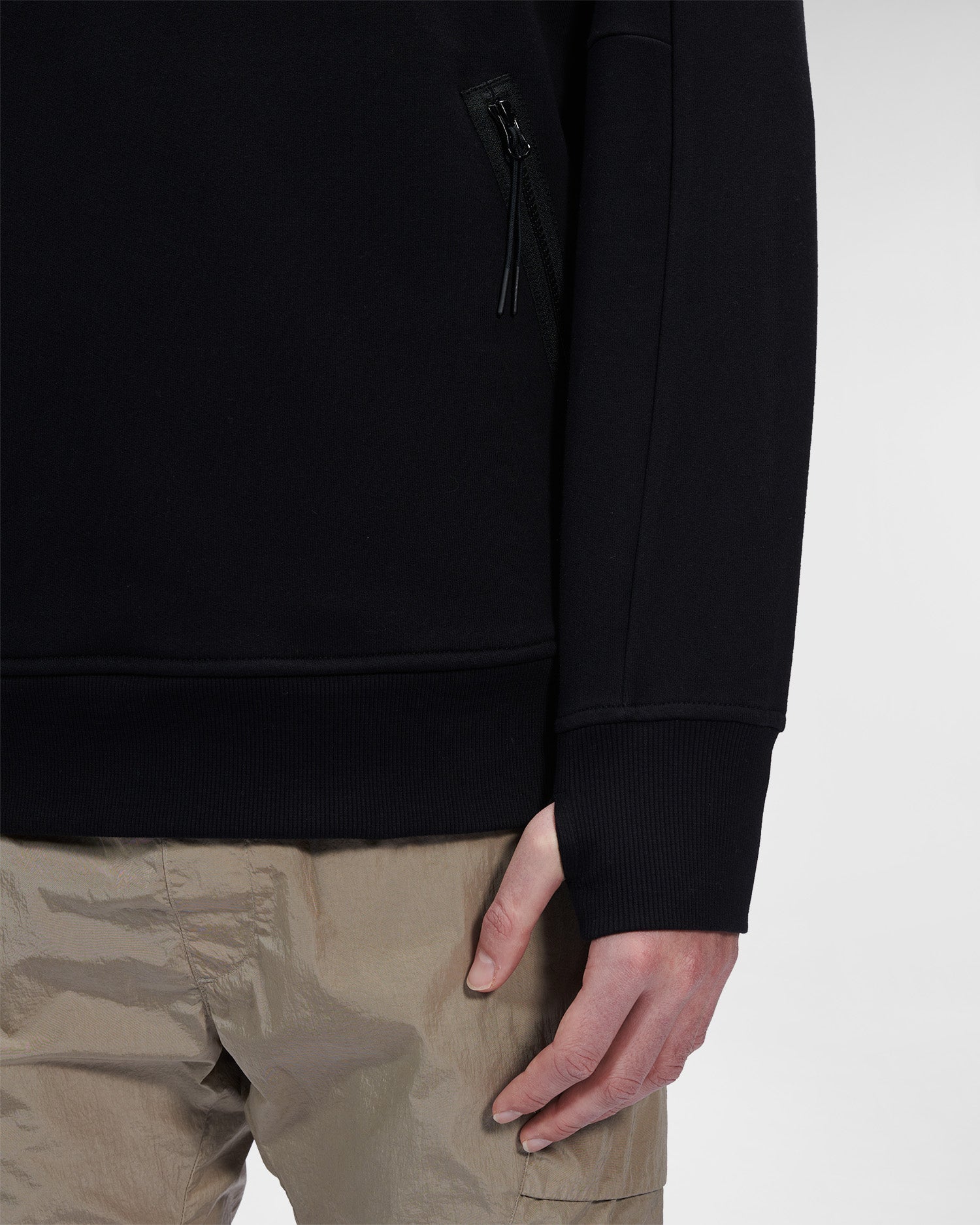 C.P. Company Diagonal Raised Fleece Goggle Hoodie Black