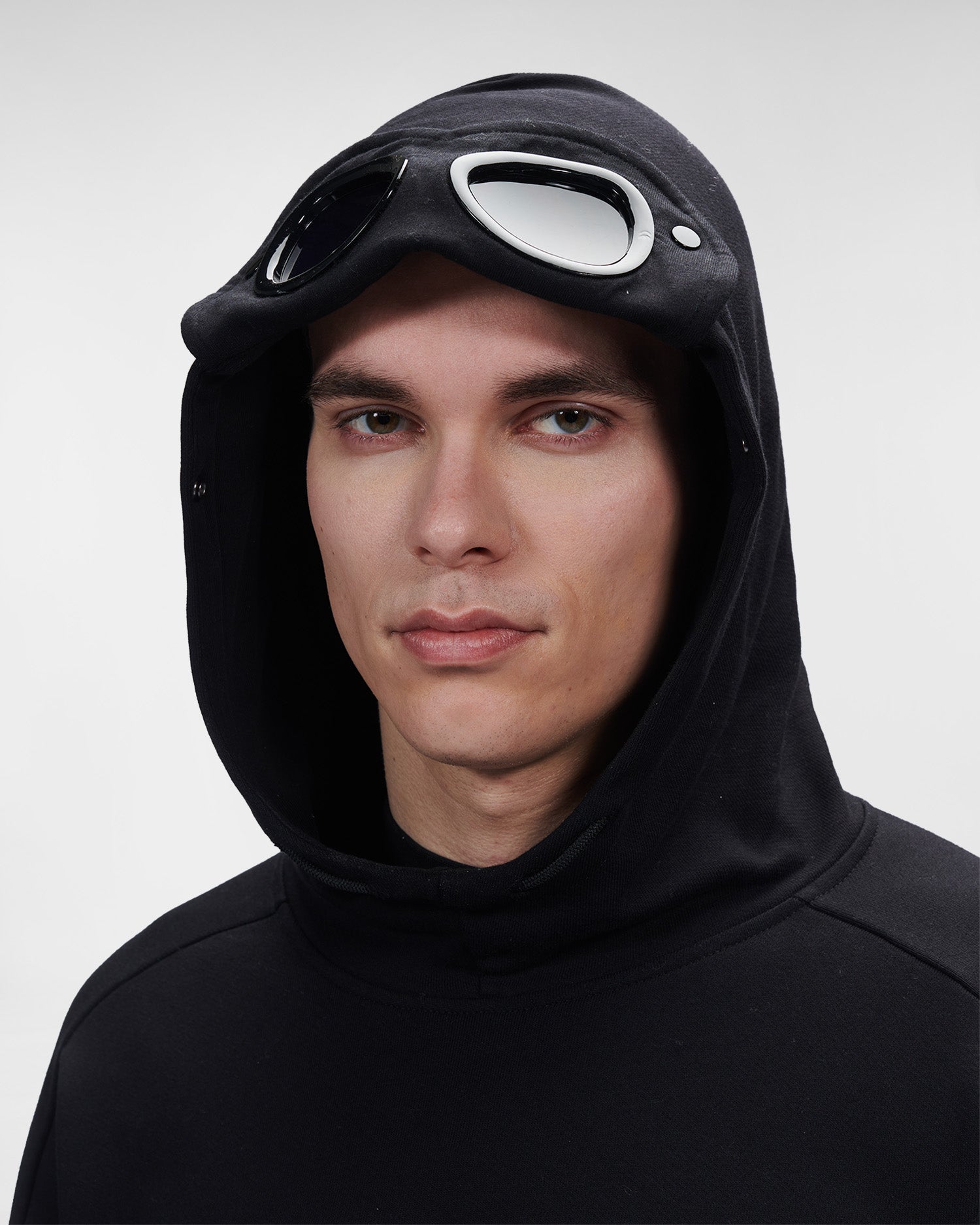 C.P. Company Diagonal Raised Fleece Goggle Hoodie Black