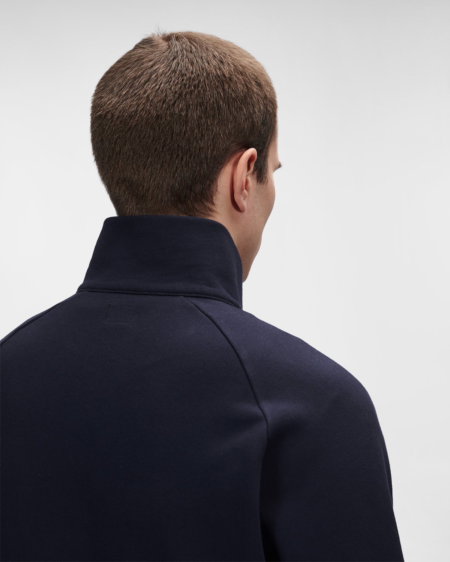 C.P. Company Diagonal Raised Fleece Stand Collar Sweatshirt Total Eclipse Blue