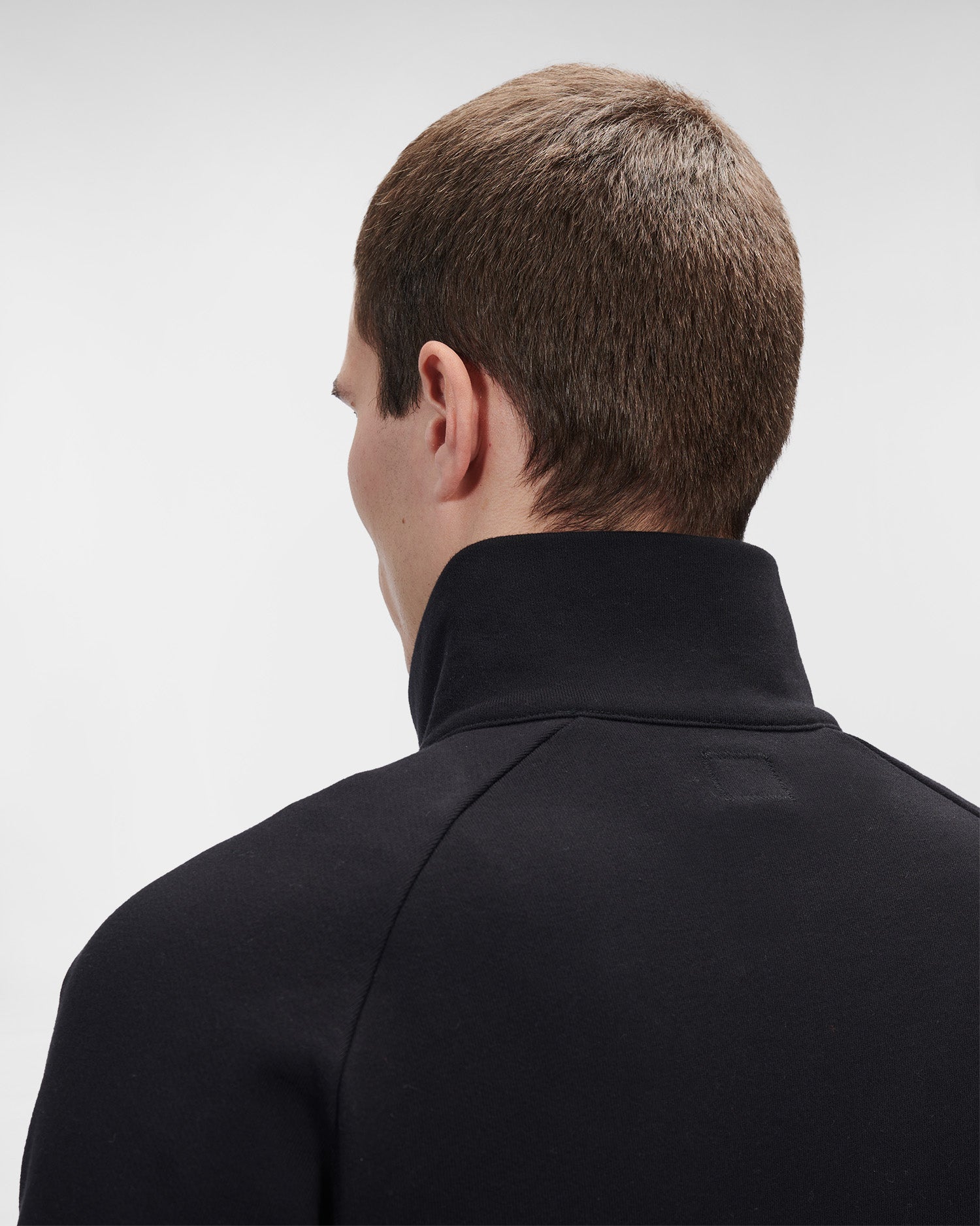 C.P. Company Diagonal Raised Fleece Stand Collar Sweatshirt Black