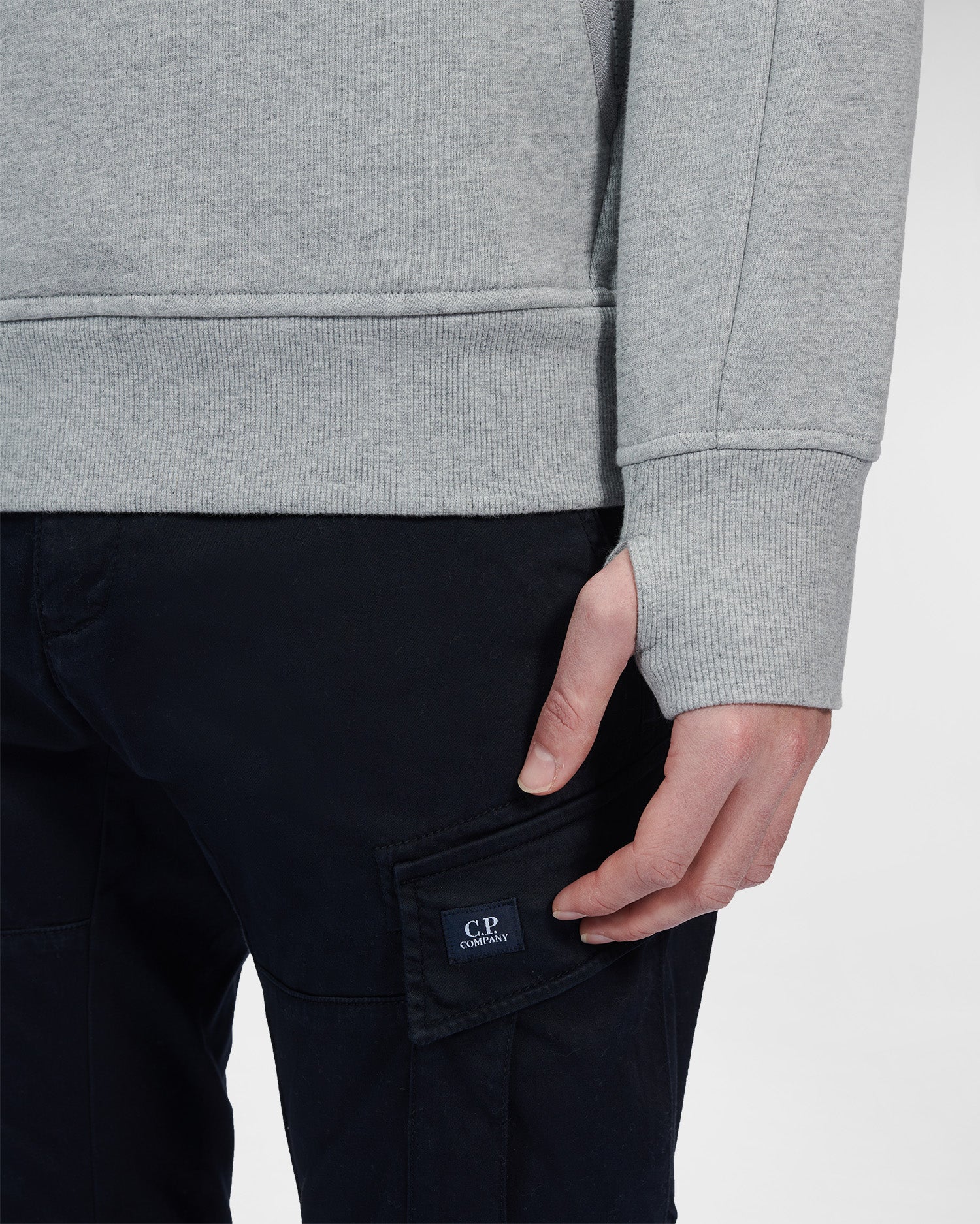 C.P. Company Diagonal Raised Fleece Stand Collar Sweatshirt Grey Melange