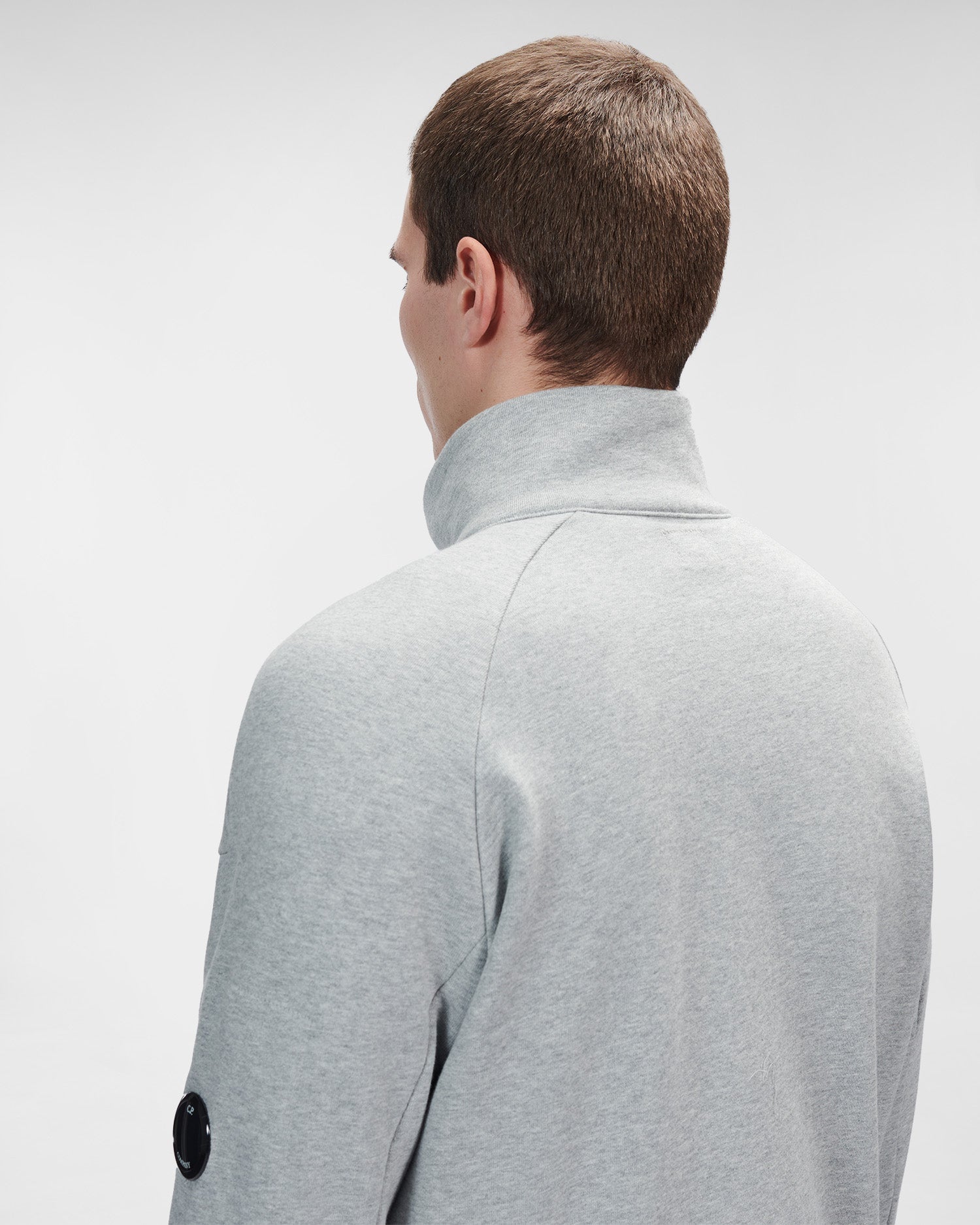 C.P. Company Diagonal Raised Fleece Stand Collar Sweatshirt Grey Melange