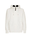 C.P. Company Diagonal Raised Fleece Goggle Hoodie Gauze White