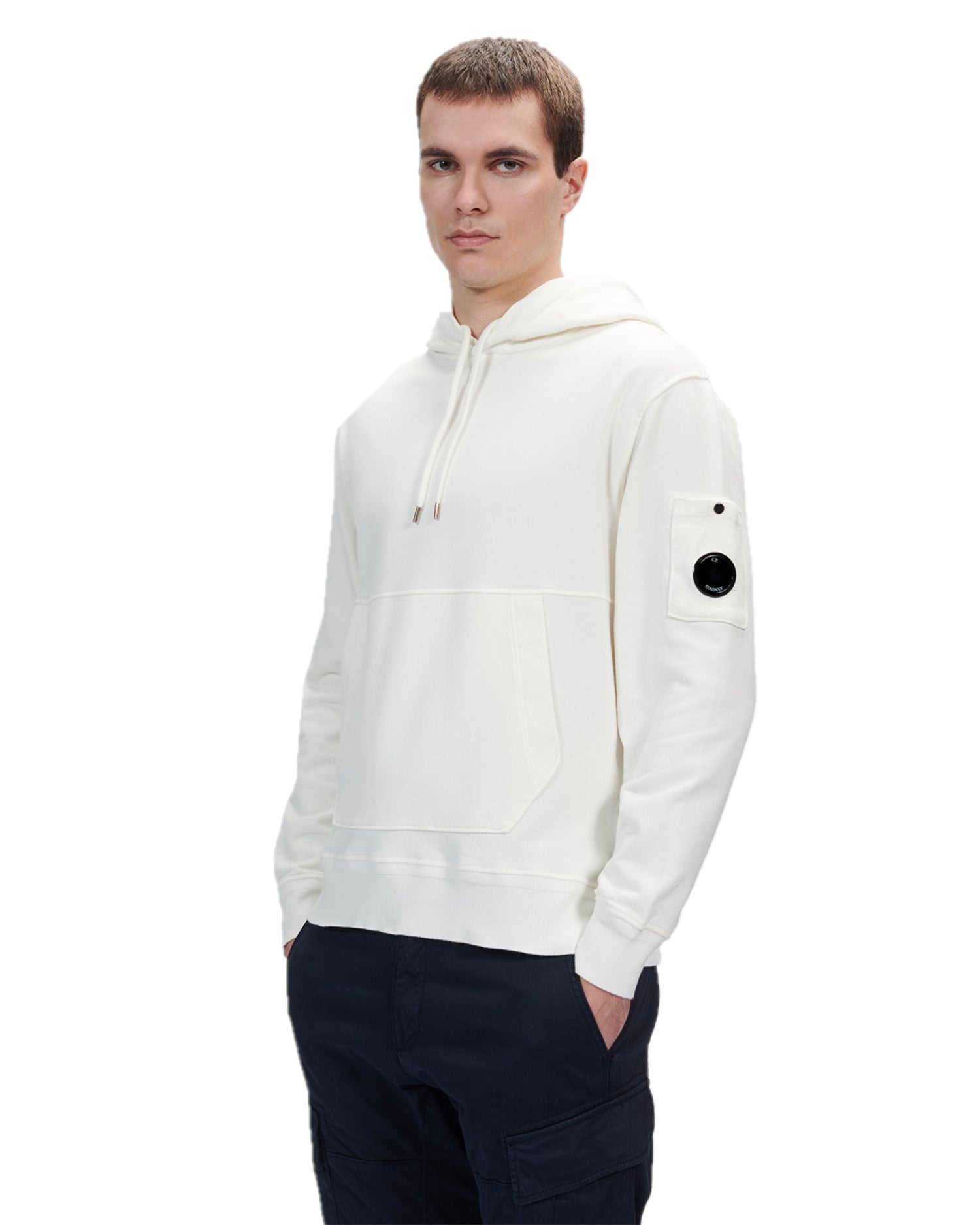 C.P. Company Cotton Fleece Hoodie Gauze White