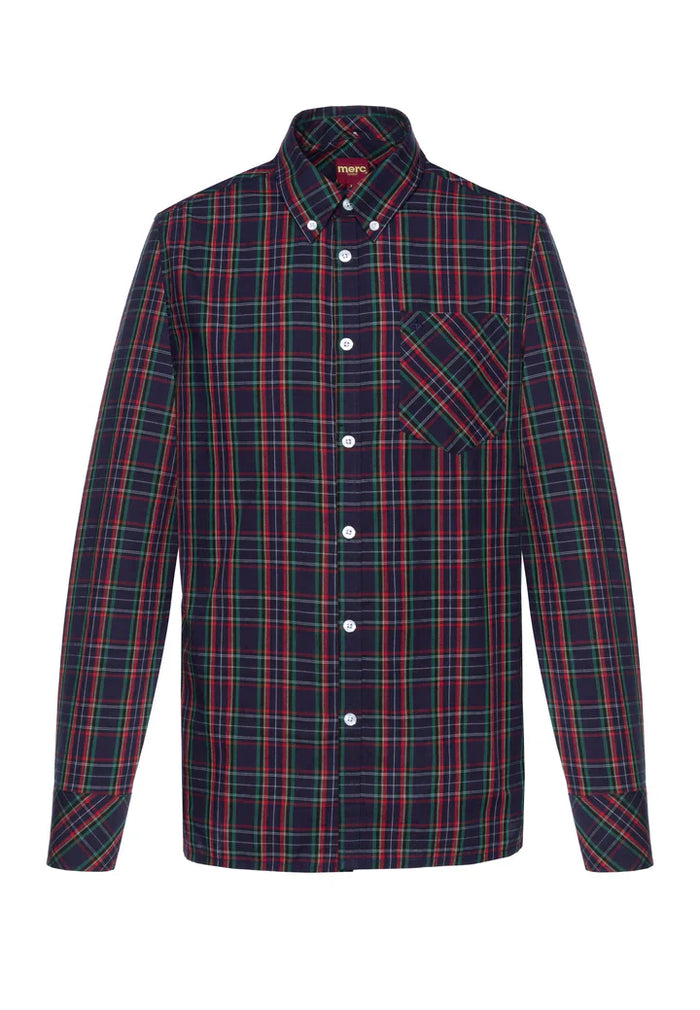 Merc Tartan Check Botton Down Shirt Neddy Navy