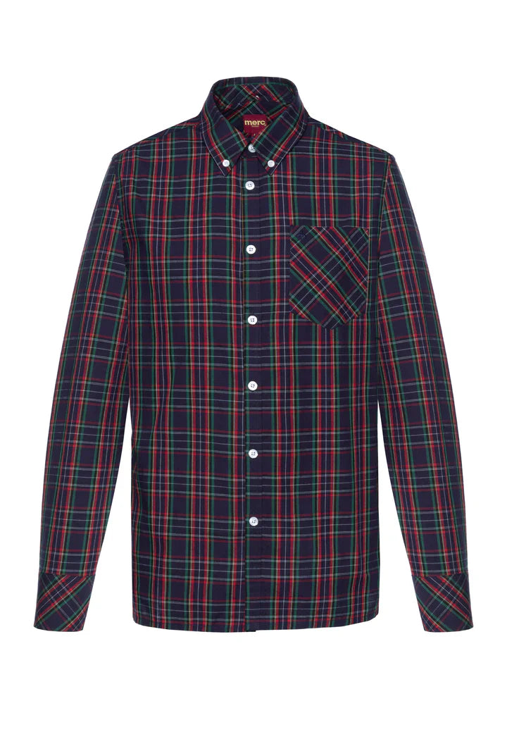 Merc Tartan Check Botton Down Shirt Neddy Navy