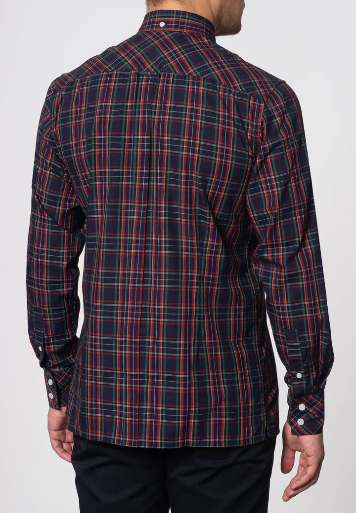 Merc Tartan Check Botton Down Shirt Neddy Navy