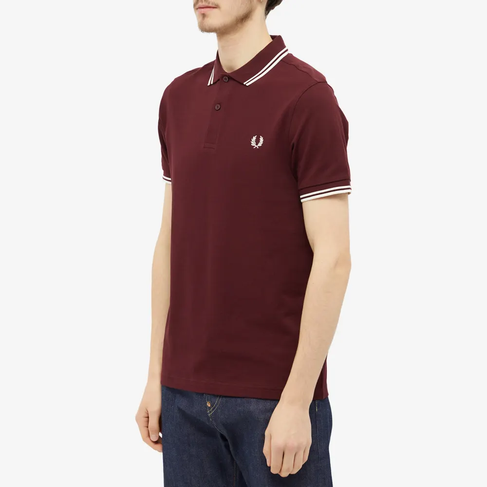 Fred Perry Slim Fit Twin Tipped Polo Ox Blood / Snow White / Snow White