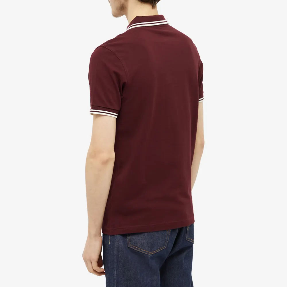Fred Perry Slim Fit Twin Tipped Polo Ox Blood / Snow White / Snow White