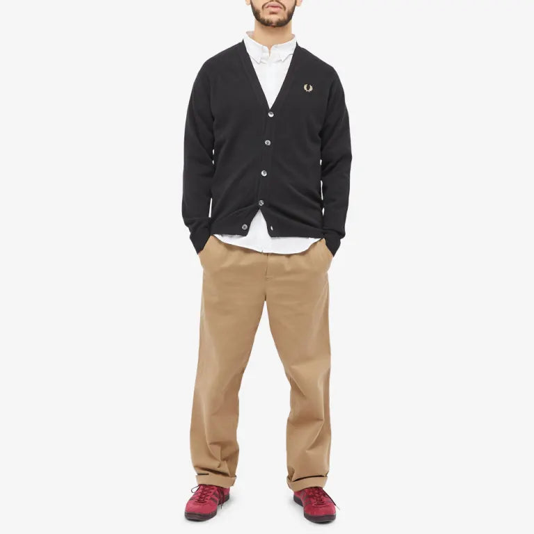 Fred Perry Reissues Made In Italy Lambswool Cardigan Black