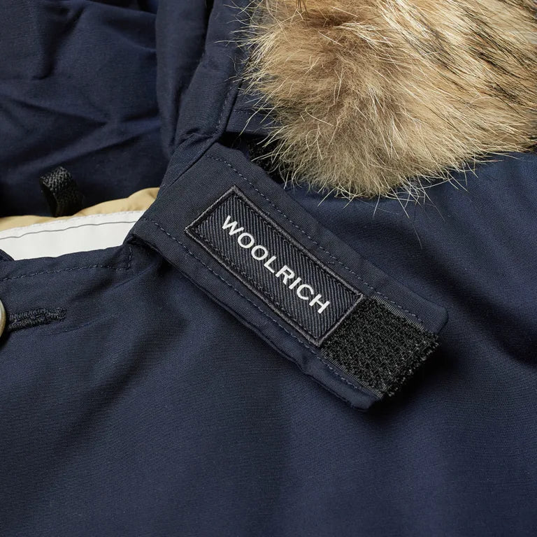 Woolrich Arctic Parka in Ramar with Detachable Fur Trim Melton Blue