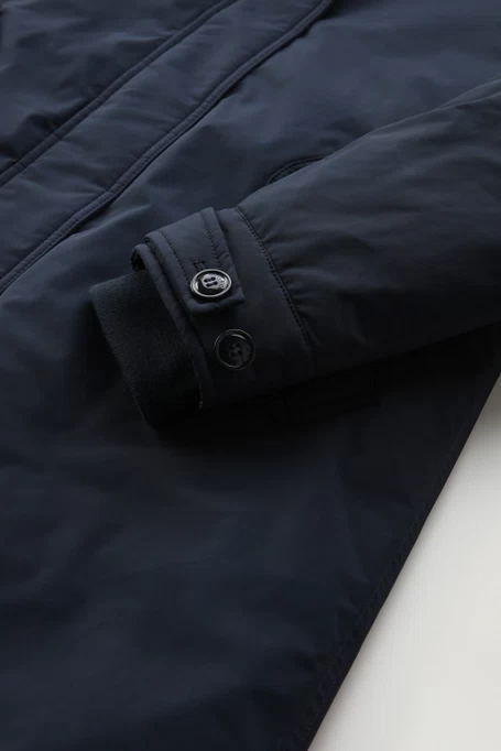Woolrich Woman Long Parka with Cashmere Fur Melton Blue