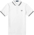 Fred Perry Slim Fit Twin Tipped Polo Made In Japan White