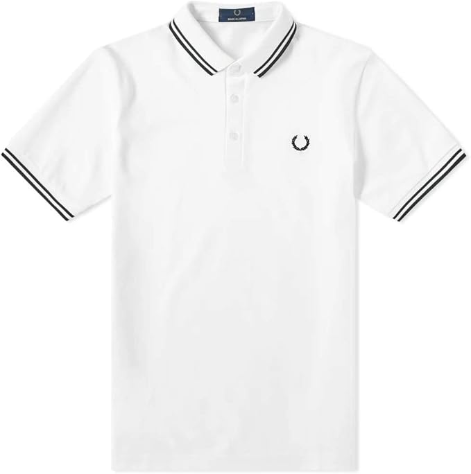 Fred Perry Slim Fit Twin Tipped Polo Made In Japan White