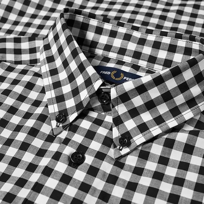 Fred Perry Button Down Gingham Shirt Snow White