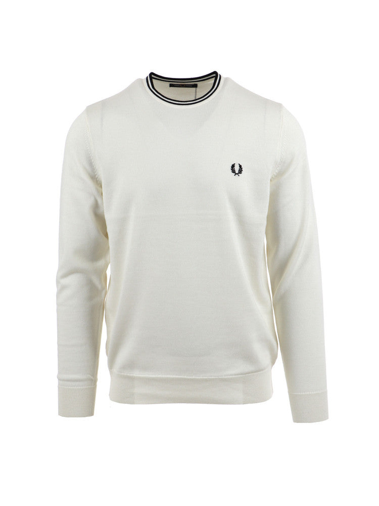 Fred Perry Classic Crew Neck Jumper Snow White / Black
