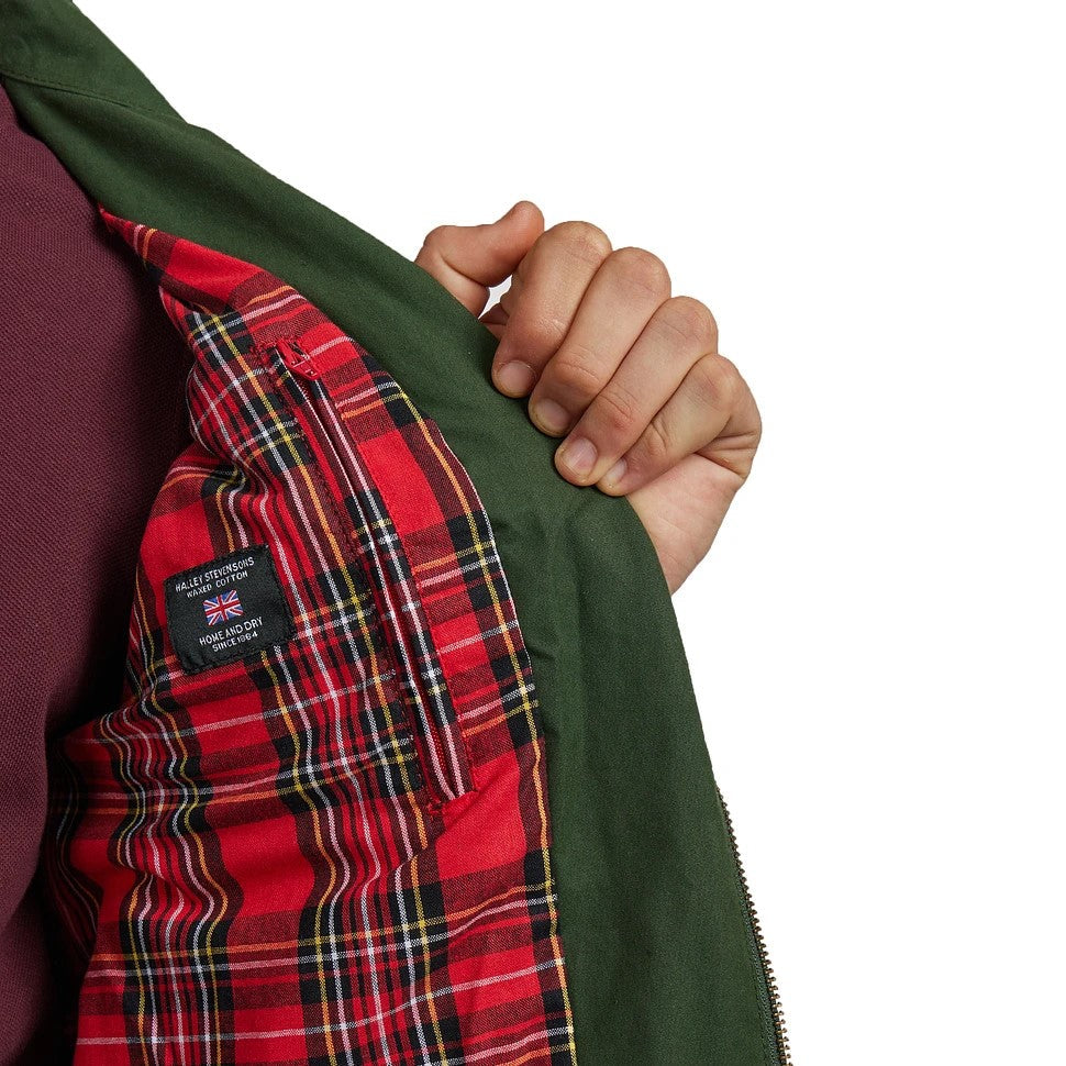 Fred Perry Made In England Waxed Harrington Jacket Night Green
