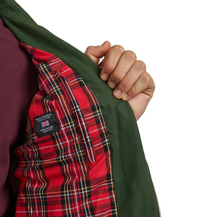 Fred Perry Made In England Waxed Harrington Jacket Night Green