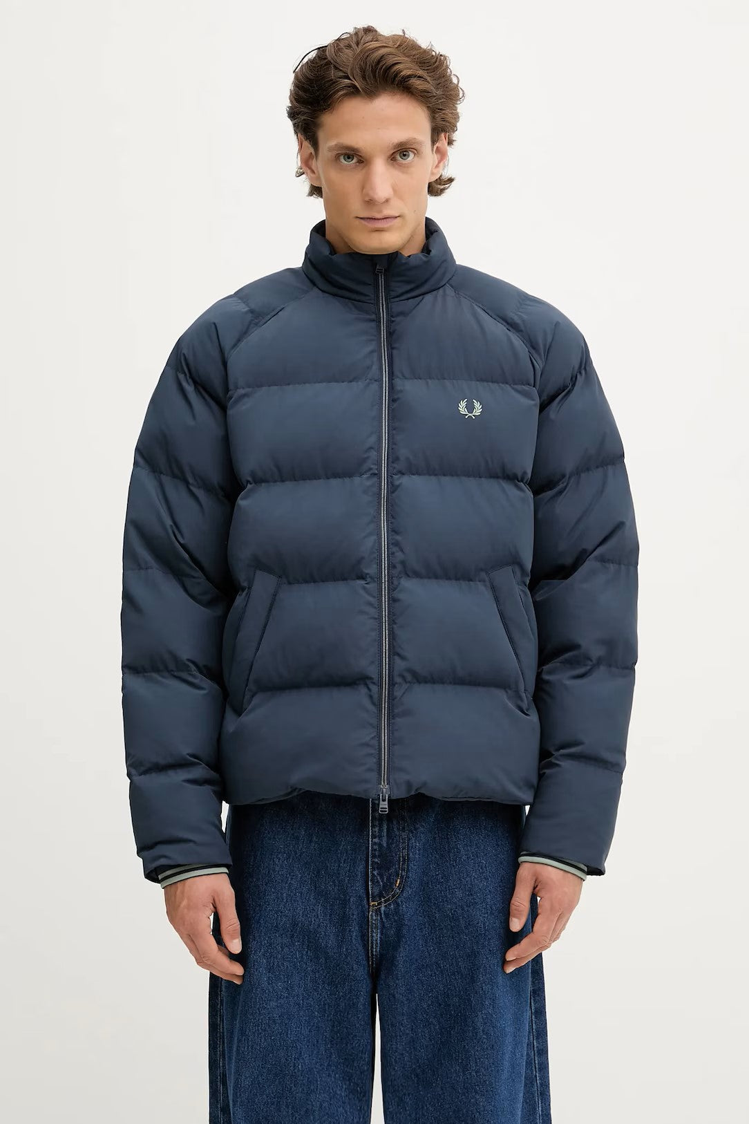 Fred Perry Raglan Sleeve Padded Jacket Dark Airforce