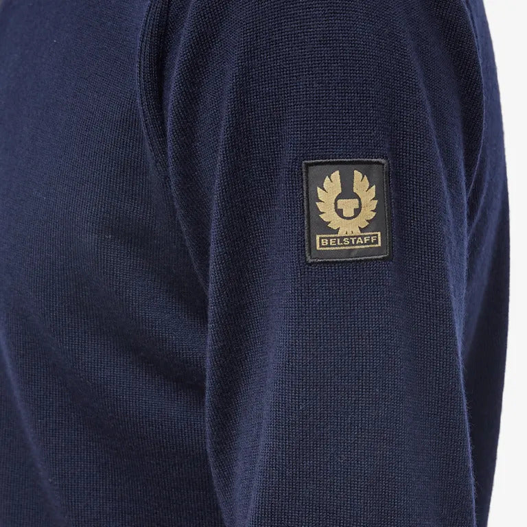 Belstaff Kilmington Quarter Zip Jumper Merino Washed Navy