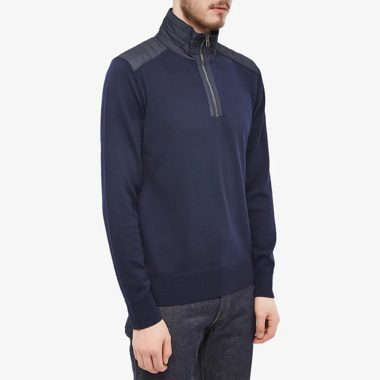 Belstaff Kilmington Quarter Zip Jumper Merino Washed Navy
