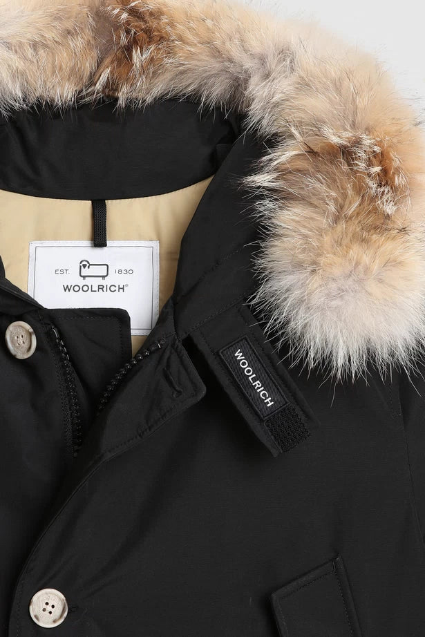 Woolrich Arctic Parka in Ramar with Detachable Fur Trim Black